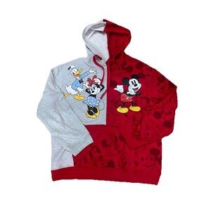 Mickey And Friends Pull Over Size XL (15-17) Daffy Mini And Mickey Red/Gray.